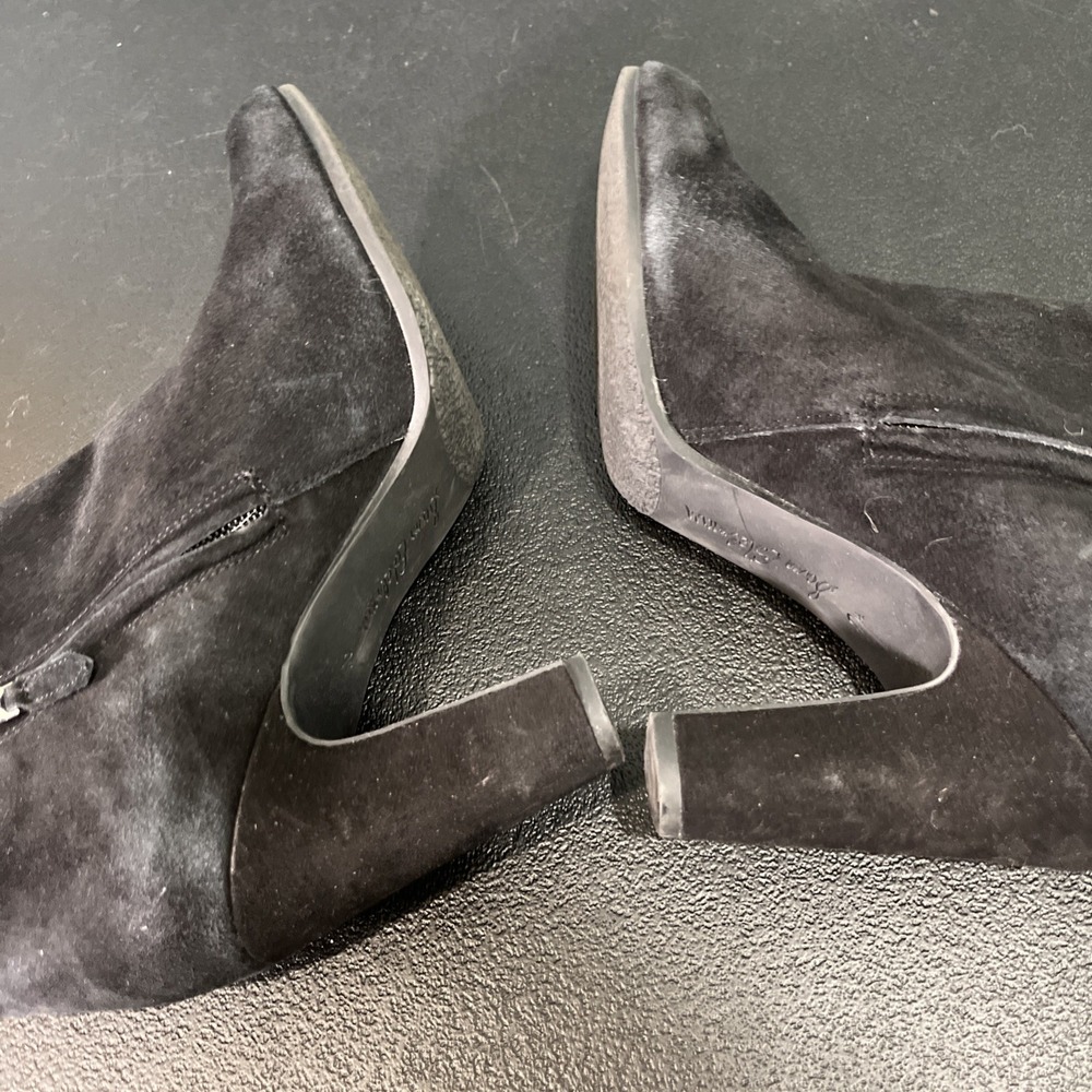 Sam Edelman Shelby Womens Black Suede Ankle Booties Sz 6 Chunky Heel Notch Boot‎ - Picture 5 of 8